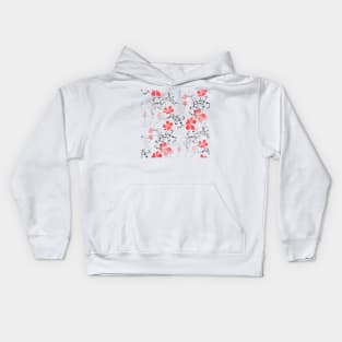 Red floral swirls Kids Hoodie